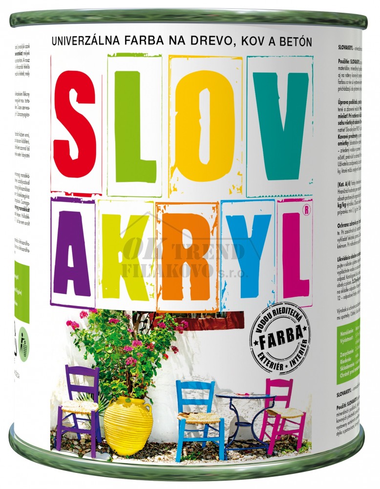 Farba - Slovakryl - vodou riedite¾ná 0,75 kg - SLOVLAK